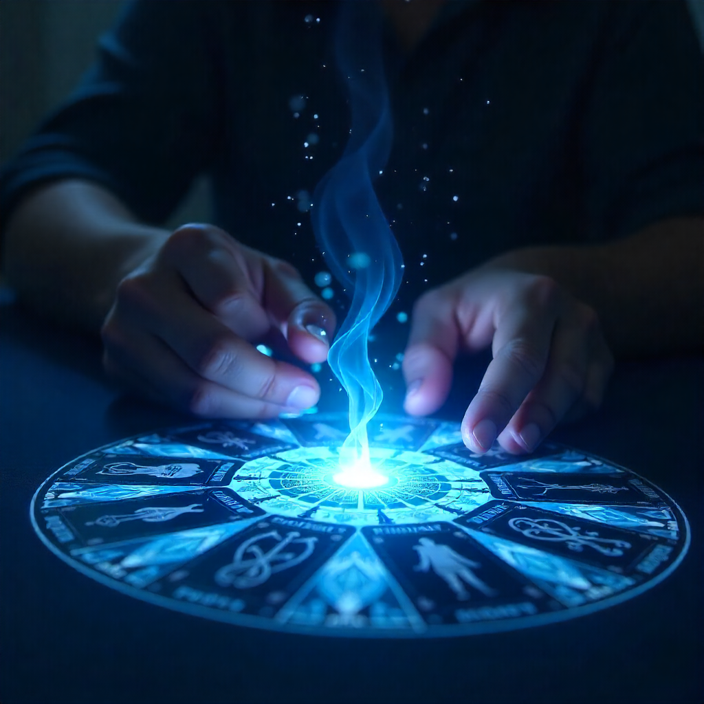 Mystisches Kartenlegen am Telefon - Eine Hand hält Tarotkarten